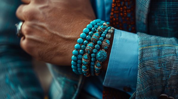 Bracelets perles turquoise homme : l'allure au poignet
